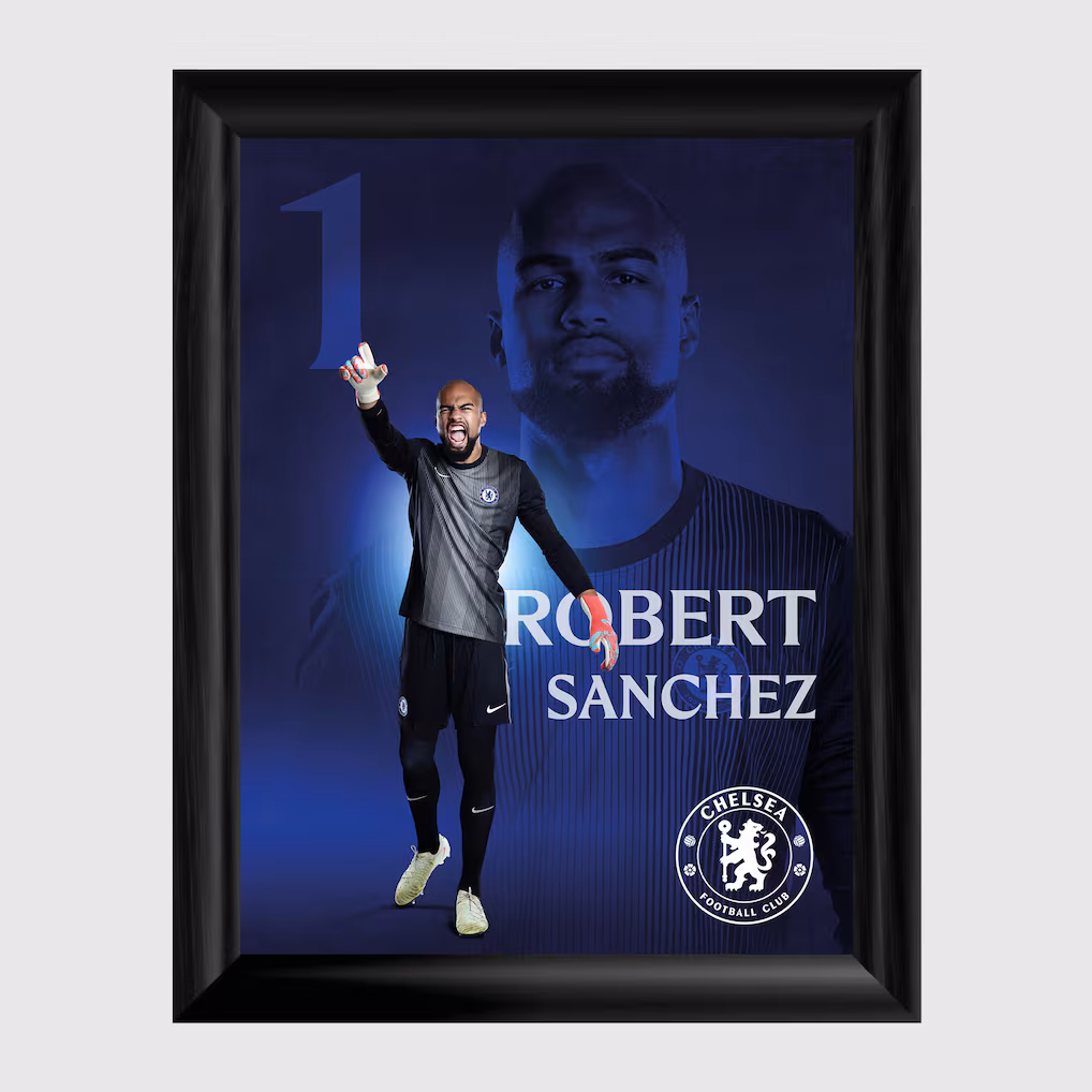 Chelsea Chelsea Chelsea Robert Sanchez 2025-26 Framed Print – 12 x 16 Jerseys – Premium Chelsea Gear Jerseys - Premium Chelsea Gear