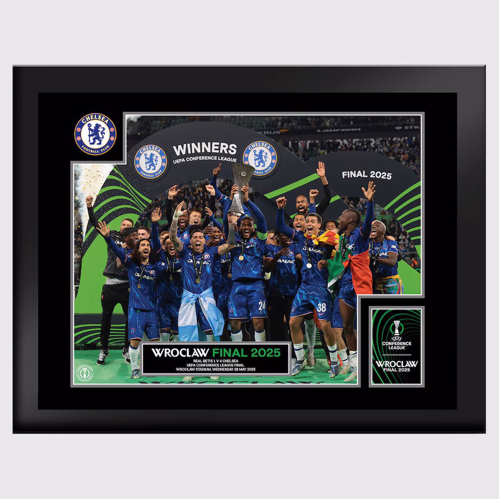 Chelsea Chelsea Chelsea UEFA Conference Winners – Trophy Lift 6 x 8 – Tempared Glass Jerseys – Premium Chelsea Gear Jerseys - Premium Chelsea Gear