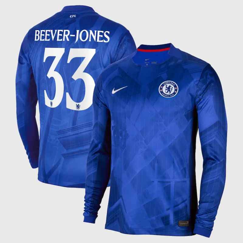 Chelsea Cup Nike Home Stadium Long Sleeve Shirt 2025-26 with Beever-Jones 33 printing