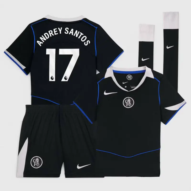 Chelsea Chelsea Nike Third Stadium Mini Kit 2025-26 – Little Youth with Andrey Santos 17 printing Jerseys - Premium Chelsea Gear