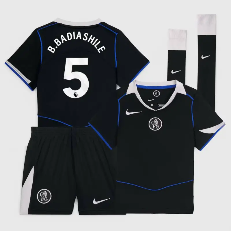 Chelsea Chelsea Nike Third Stadium Mini Kit 2025-26 – Little Youth with B. Badiashile 5 printing Jerseys - Premium Chelsea Gear