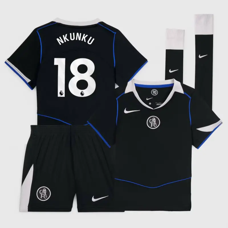 Chelsea Chelsea Nike Third Stadium Mini Kit 2025-26 – Little Youth with Nkunku 18 printing Jerseys - Premium Chelsea Gear