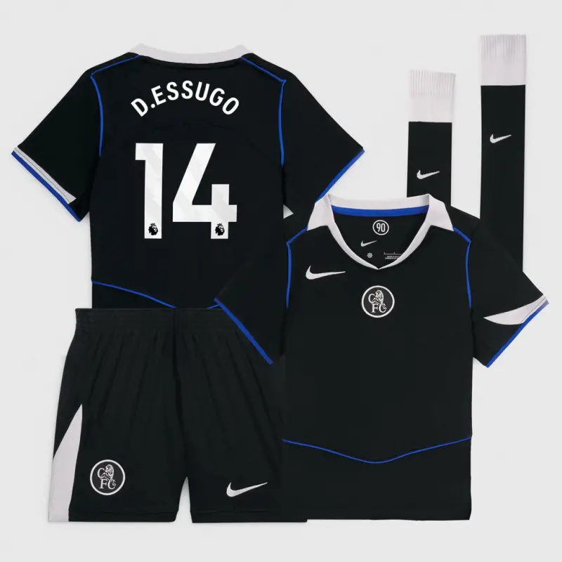 Chelsea Chelsea Nike Third Stadium Mini Kit 2025-26 – Little Youth with D.Essugo 14 printing Jerseys - Premium Chelsea Gear