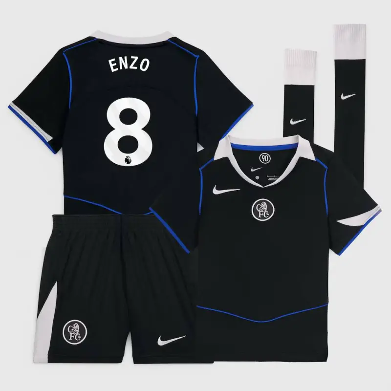 Chelsea Chelsea Nike Third Stadium Mini Kit 2025-26 – Little Youth with Enzo 8 printing Jerseys - Premium Chelsea Gear