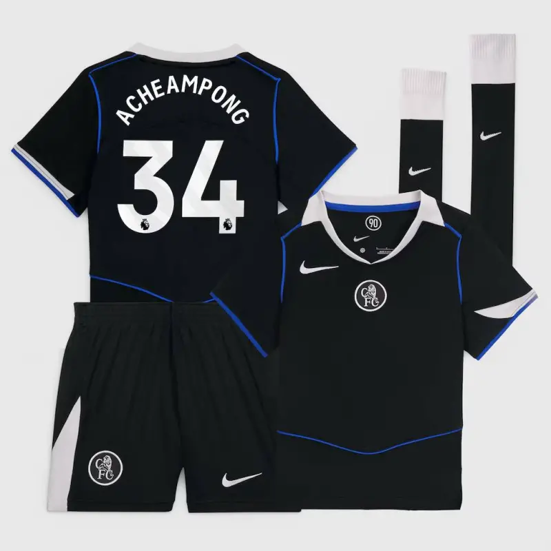 Chelsea Chelsea Nike Third Stadium Mini Kit 2025-26 – Little Youth with Acheampong 34 printing Jerseys - Premium Chelsea Gear