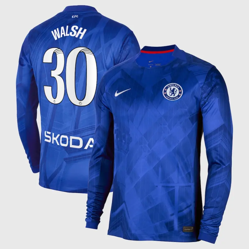 Chelsea Chelsea Chelsea WSL Nike Home Stadium Shirt 2025-26 – Long Sleeve with Walsh 30 printing Jerseys – Premium Chelsea Gear Jerseys - Premium Chelsea Gear