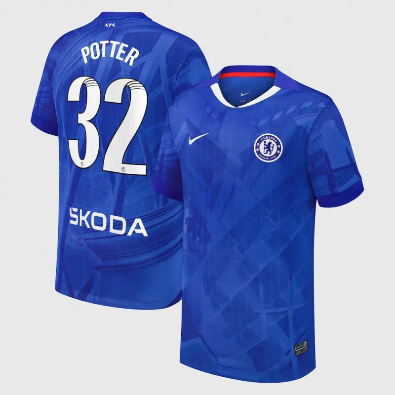 Chelsea Chelsea Chelsea WSL Nike Home Stadium Shirt 2025-26 – Youth with Potter 32 printing Jerseys – Premium Chelsea Gear Jerseys - Premium Chelsea Gear