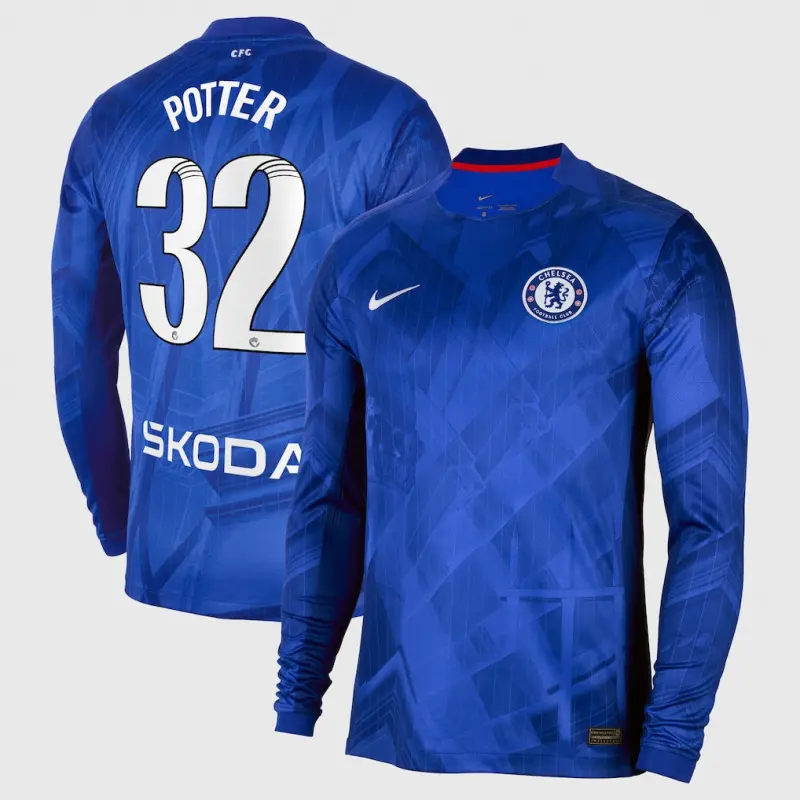 Chelsea Chelsea Chelsea WSL Nike Home Stadium Shirt 2025-26 – Long Sleeve with Potter 32 printing Jerseys – Premium Chelsea Gear Jerseys - Premium Chelsea Gear