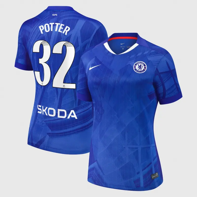 Chelsea Chelsea Chelsea WSL Nike Home Stadium Shirt 2025-26 – Womens with Potter 32 printing Jerseys – Premium Chelsea Gear Jerseys - Premium Chelsea Gear