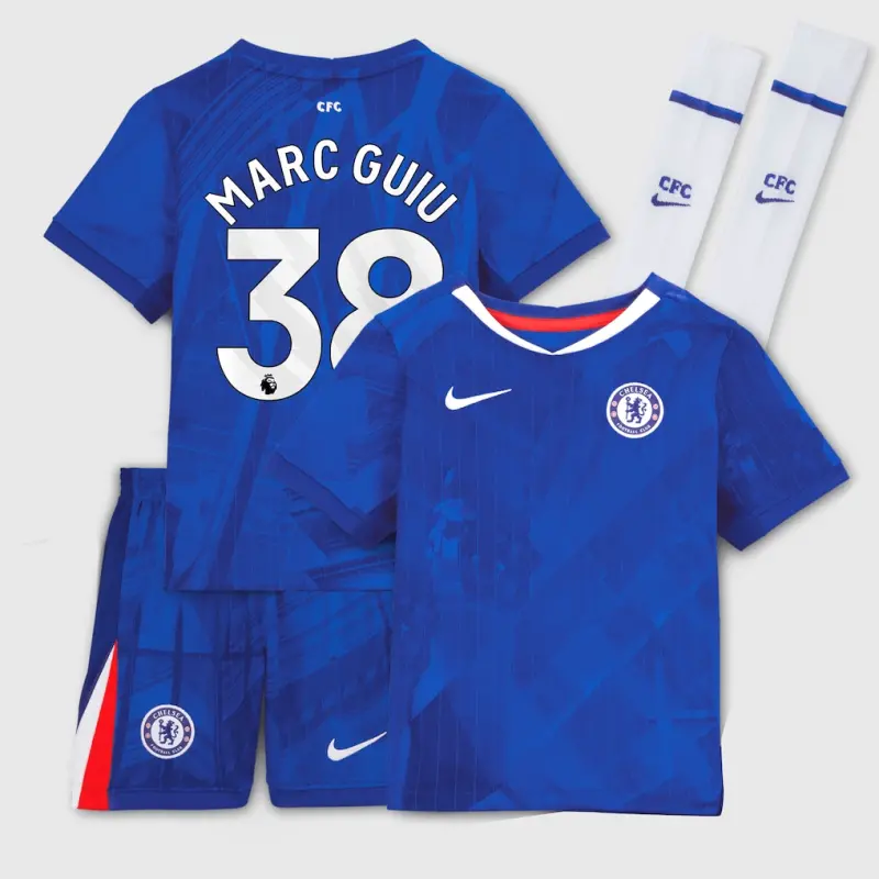 Chelsea Chelsea Nike Home Stadium Kit 2025-26 – Little Youth with Marc Guiu 38 printing Jerseys - Premium Chelsea Gear