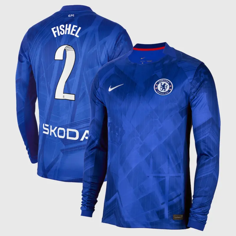 Chelsea Chelsea Chelsea WSL Nike Home Stadium Shirt 2025-26 – Long Sleeve with Fishel 2 printing Jerseys – Premium Chelsea Gear Jerseys - Premium Chelsea Gear