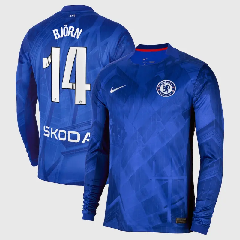 Chelsea Chelsea Chelsea WSL Nike Home Stadium Shirt 2025-26 – Long Sleeve with Björn 14 printing Jerseys – Premium Chelsea Gear Jerseys - Premium Chelsea Gear