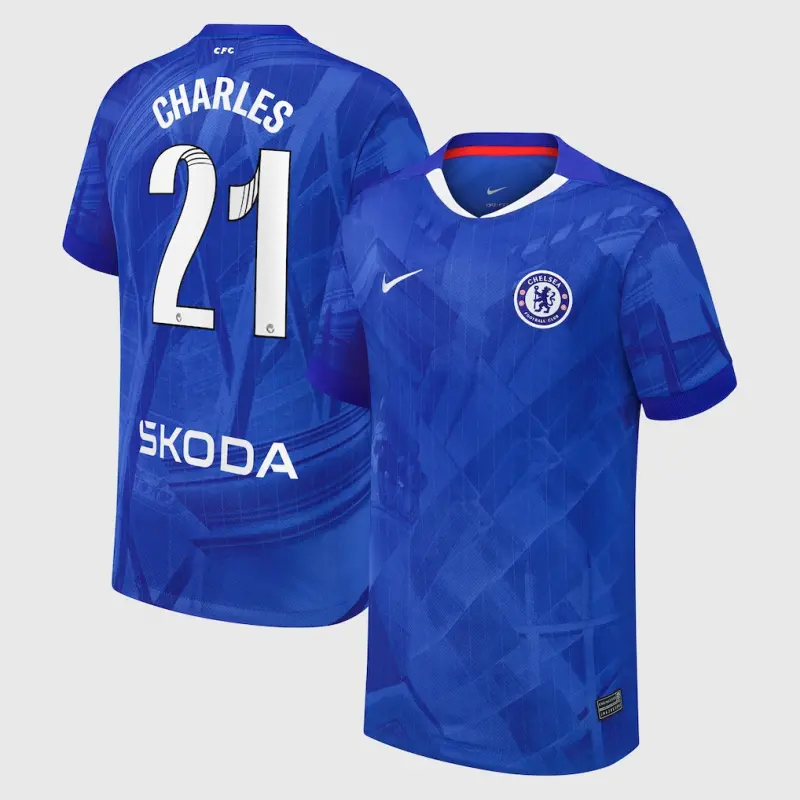Chelsea Chelsea Chelsea WSL Nike Home Stadium Shirt 2025-26 – Youth with Charles 21 printing Jerseys – Premium Chelsea Gear Jerseys - Premium Chelsea Gear