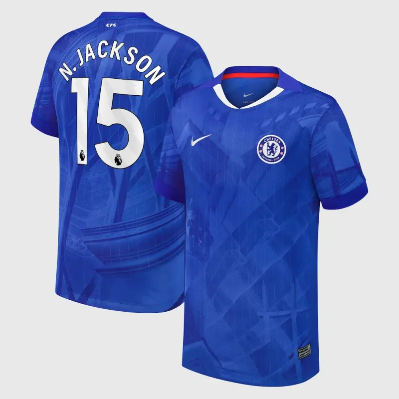 Chelsea Chelsea Nike Home Stadium Shirt 2025-26 – Youth with N.Jackson 15 printing Jerseys - Premium Chelsea Gear
