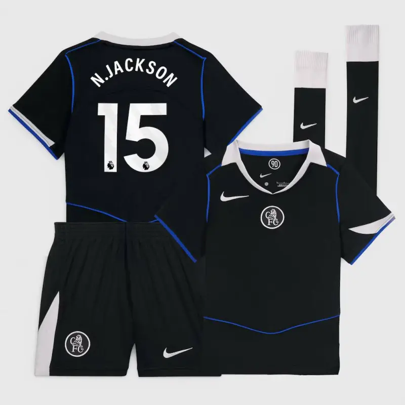 Chelsea Chelsea Nike Third Stadium Mini Kit 2025-26 – Little Youth with N.Jackson 15 printing Jerseys - Premium Chelsea Gear