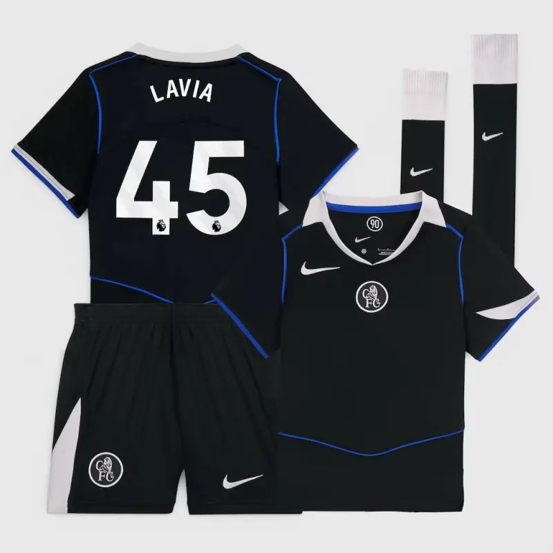Chelsea Chelsea Nike Third Stadium Mini Kit 2025-26 – Little Youth with Lavia 45 printing Jerseys - Premium Chelsea Gear