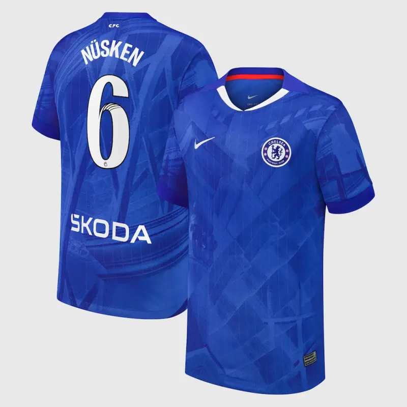 Chelsea Chelsea Chelsea WSL Nike Home Stadium Shirt 2025-26 – Youth with Nüsken 6 printing Jerseys – Premium Chelsea Gear Jerseys - Premium Chelsea Gear