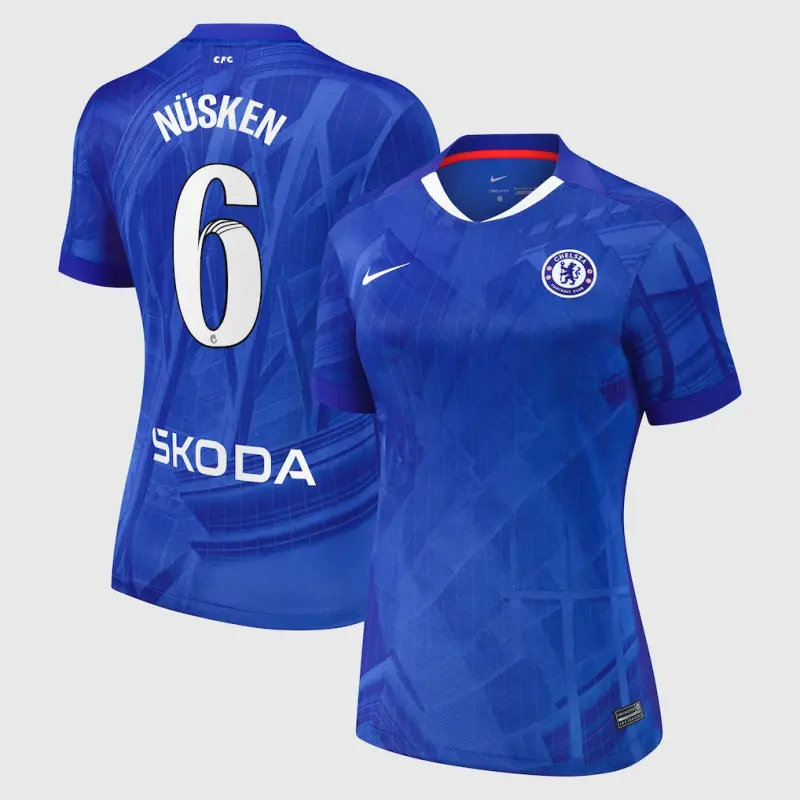 Chelsea Chelsea Chelsea WSL Nike Home Stadium Shirt 2025-26 – Womens with Nüsken 6 printing Jerseys – Premium Chelsea Gear Jerseys - Premium Chelsea Gear
