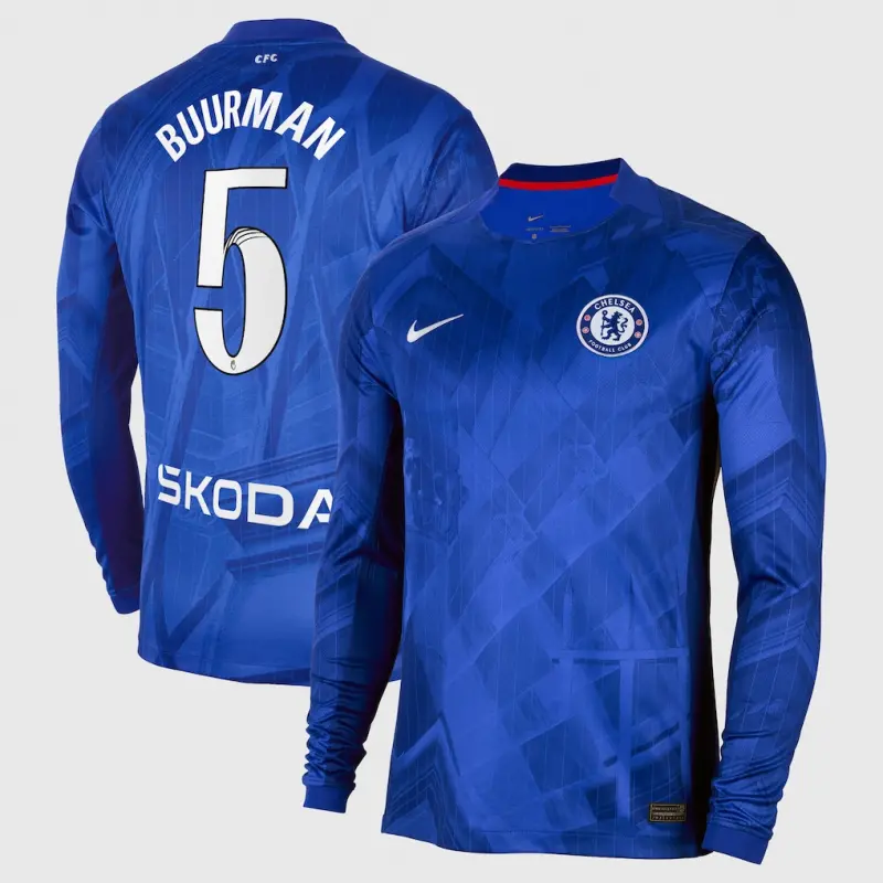 Chelsea Chelsea Chelsea WSL Nike Home Stadium Shirt 2025-26 – Long Sleeve with Buurman 5 printing Jerseys – Premium Chelsea Gear Jerseys - Premium Chelsea Gear