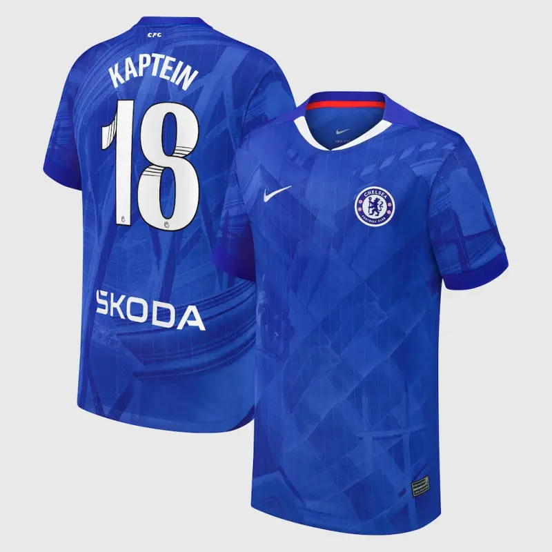 Chelsea Chelsea Chelsea WSL Nike Home Stadium Shirt 2025-26 – Youth with Kaptein 18 printing Jerseys – Premium Chelsea Gear Jerseys - Premium Chelsea Gear